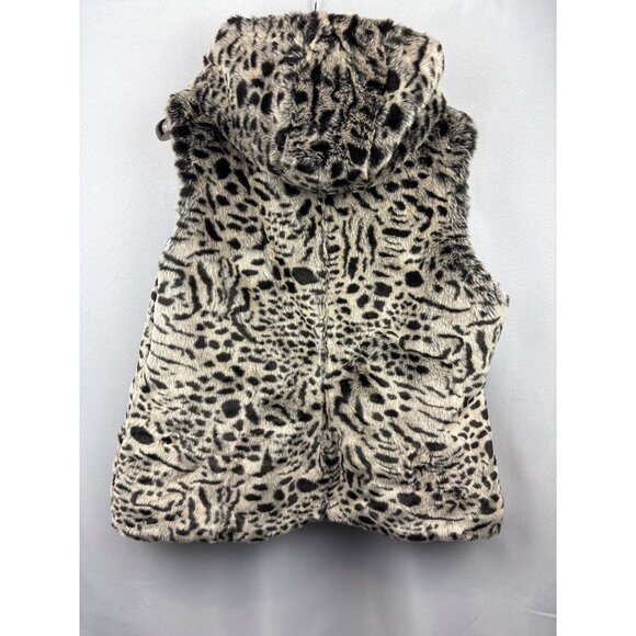 Women’s Kristen Blake XL Reversible Vest White Puffer and Leopard aprons Faux Fu - Picture 3 of 6